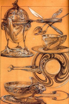  1902 Obras - Estudios 1902 crayón gouache Art Nouveau checo Alphonse Mucha
